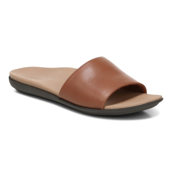 Vionic Sandals Ireland - Val Slide Sandal Brown - Womens Shoes Sale | JYHIO-3508